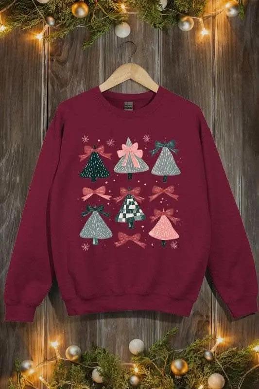 Coquette Christmas Tree Graphic Fleece Sweatshirts - Love Salve